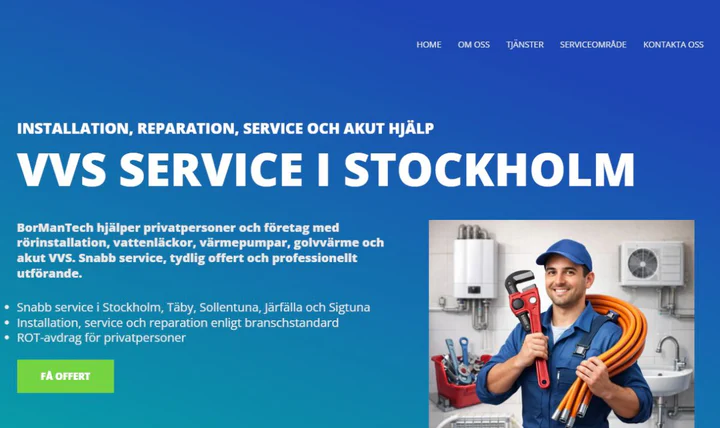 Startsidan för BorManTech
