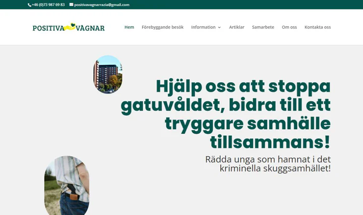 Startsidan för Positiva Vagnar