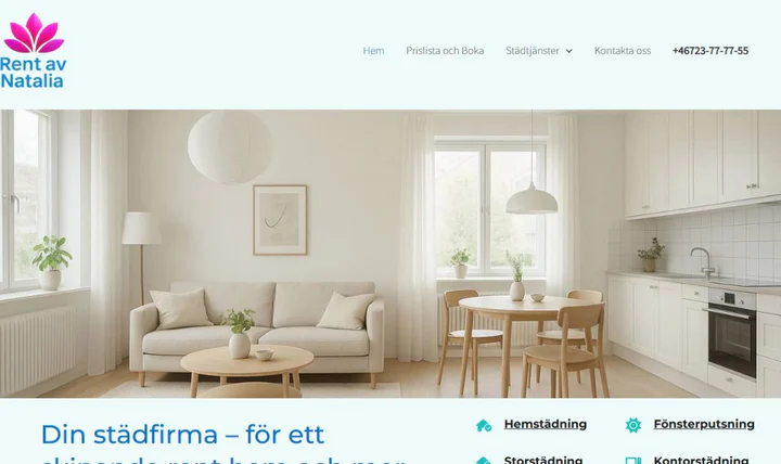 Startsidan för Rent av Natalia